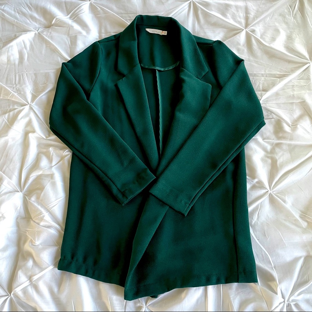 Lightweight Crepe Open Green Blazer XS